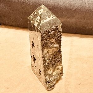 Ocean Jasper Tower Druzy Crystal Point 84.9mm Tall Raw + Polished 121g